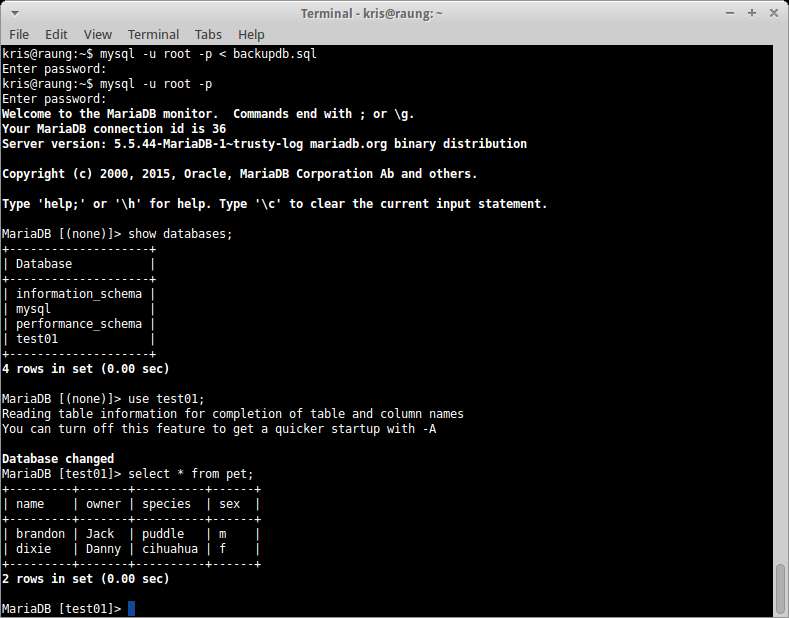 MySQL to MariaDB: verifying the migration of databse